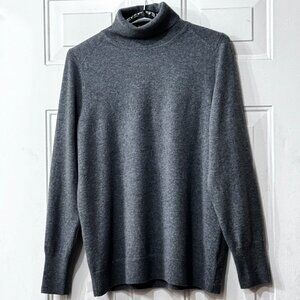 PURE Collection Cashmere Sz M Womens Sweater Turtleneck Gray Long Sleeve